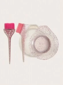 3 件套闪光透明染发刷和染发碗套装专业染发涂抹器混合油碗适用于所有发质男女，美发工具，美发产品和配件适用于理发沙龙美容旅行必需品，返校，旅行度假必需品，女士发饰 - 彩色 - 查看 4