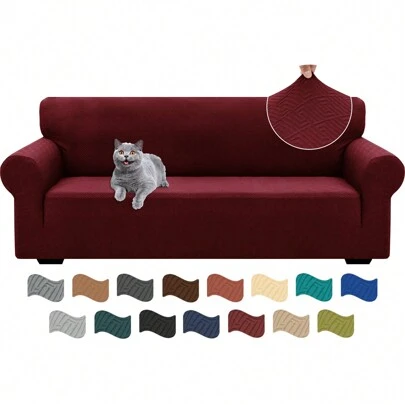 YSTYLE Stretch Sofa Cover 1/2/3/4 Seater, Sofa Cover Non-Slip With Armrest, Elastic Couch Cover Jacquard, Universal Sofa Cover Modern, Sofa Cover Dog Cat For Living Room