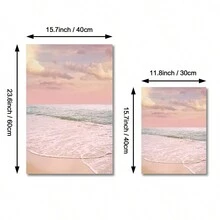 FajerminArt 粉紅海灘日出壁畫-現代海景油畫打印品,適用於寧靜家居裝飾,無框油畫肖像畫 - 彩色 - 查看 3