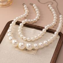 2pcs Faux Pearl Material Faux Pearl Necklace, Stylish & Retro With High-End Sense, Suitable For Women To Wear Both In Daily Life And Important Occasions