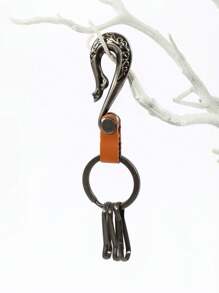 街头风男士时尚钥匙扣，树叶、钩子、锚和植物图案，适合日常或骑行使用，可作汽车配件、包包挂饰、校园风、哥特风、Y2K风、万圣节配饰、教师节配饰、带证件夹的挂绳、汽车配件、包包挂饰、汽车配件、朋友姐妹礼物创意 - 銀色 - 查看 6