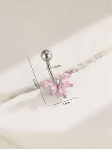 1入流行不鏽鋼扇形葉和方鑽肚臍環,適用於女性 - 彩色 - 查看 3