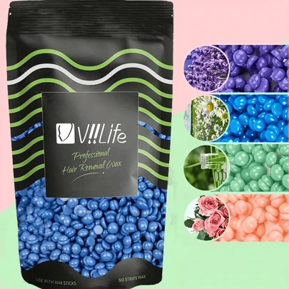 Viilife Perlas de cera dura para depilación; Frijoles de cera dura a granel; Perlas de cera de depilación para el hogar; Lata de frijoles de cera para depilación