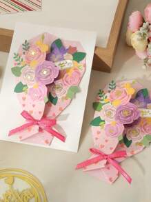 1 Set 3D Greeting Card For Mother's Day, Birthday, Festivity, Thanksgiving, Best Wishes And Message Card, Includes 1pc - Multicolor - View 4