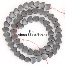 1條天然赤鐵礦石黑色啞面幾何圖案愛心立方圓珠珠寶製作配件耳環項鍊diy配件 15" - 彩色 - 查看 24