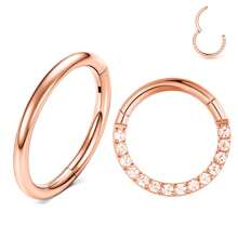 2 PEZZI Anelli per il naso a cerchio in acciaio chirurgico 316L con CZ frontali chiari, anelli per orecchie, cartilagine, daith, tragus, elice, rook, anelli per ombelico, capezzolo, setto nasale, sopracciglio, labbra, lobo, elice sottile da 6 mm, 8 mm, 10 mm, regali di San Valentino, gioielli per body piercing di San Valentino