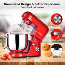 CHEFTRONIC 7-Quart Tilt-Head Stand Mixer - 650W 6-Speed, Multifunctional Kitchen Stand Mixer With Dough Hook, Whisk, Food Mixing Paddle And Butter Paddle - US A Type Plug(110-127V) - View 11