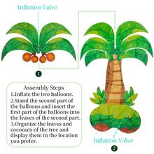 2入組-52 吋大棕櫚樹造型氣球，帶3D椰樹底座，鋁膜氣球，適用於生日、婚禮、派對裝飾，可充氣成棕櫚樹氣球，適用於成年人夏威夷宴會、夏日佈置 - 3D立體椰樹2裝 - 查看 7