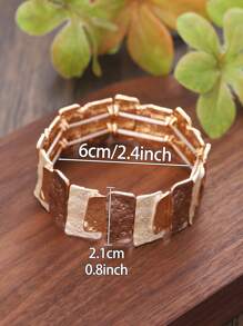 1入組波西米亞復古鋅合金幾何造型銀色彩繪搪瓷手鐲,適合女士派對、禮物或個性化穿搭 - 銀色 - 查看 2