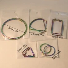PMKMKM 10對/組不銹鋼多色幾何耳環,時尚簡約耳飾,完美的節日和假期配搭 - 彩色 - 查看 4