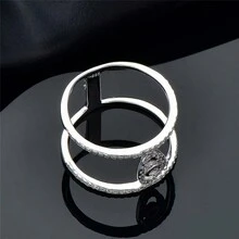 1只輕盈的925銀鑲嵌鑽石,奢華氣氛,簡約獨特設計,女士戒指 - 銀色 - 查看 4