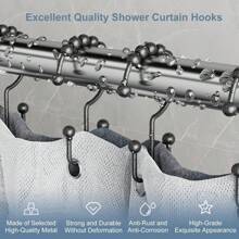 2pcs/12pcs Shower Curtain Rings, Double Hooks, Rust-Resistant Metal Double-Sided Shower Hooks, Bathroom Curtain Hooks, Silver/Black Home Bathroom Decor Fall Decor Bathroom Accessories - Multicolor - View 10
