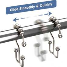 2pcs/12pcs Shower Curtain Rings, Double Hooks, Rust-Resistant Metal Double-Sided Shower Hooks, Bathroom Curtain Hooks, Silver/Black Home Bathroom Decor Fall Decor Bathroom Accessories - Multicolor - View 9