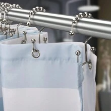 2pcs/12pcs Shower Curtain Rings, Double Hooks, Rust-Resistant Metal Double-Sided Shower Hooks, Bathroom Curtain Hooks, Silver/Black Home Bathroom Decor Fall Decor Bathroom Accessories - Multicolor - View 1