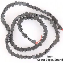 1條天然赤鐵礦石黑色啞面幾何圖案愛心立方圓珠珠寶製作配件耳環項鍊diy配件 15" - 彩色 - 查看 52