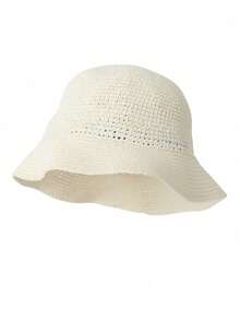 1pc Unisex Bucket Hat For Summer, Weave Breathable Sunshade Hat With Mesh & Patchwork Design - Multicolor - View 3