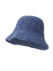 1pc Unisex Bucket Hat For Summer, Weave Breathable Sunshade Hat With Mesh & Patchwork Design - Multicolor - View 2