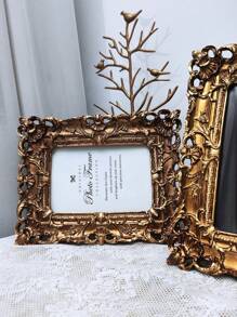 6 Inch, 7 Inch, 10 Inch Vintage Golden Carved Flower Resin Picture Frame, European Style Wall-Mounted Or Tabletop, 1pc Random Frame Gifts Birthday Graduation - Multicolor - View 8