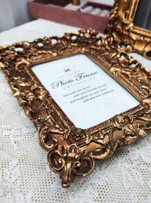 6 Inch, 7 Inch, 10 Inch Vintage Golden Carved Flower Resin Picture Frame, European Style Wall-Mounted Or Tabletop, 1pc Random Frame Gifts Birthday Graduation - Multicolor - View 6