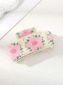 1pc Knitted Flower Hair Claw (Random Color/Position) Summer Outfits Hair Clips Beach Accessories - Multicolor - View 2