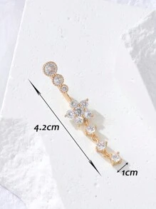 1 件植物双水钻花朵肚脐环肚脐穿孔首饰情人节、妈妈、母亲、母亲节、礼物 - 金色 - 查看 3