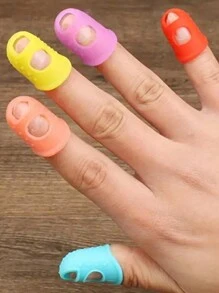 5pcs Breathable Silicone Thimble For DIY Crafts And Sewing - Silicone Finger Protective Finger Sleeve Guitar Finger Sleeve Beginner's Practice Of Using String Protectors (5 Colours,5 Size) - Multicolor - View 5