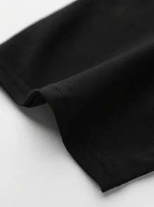 Áo thun hợp thời trang phong cách đường phố dành cho bé trai trẻ có in hình gấu, cổ tròn, tay áo Raglan và áo phông phối màu cho mùa xuân hè 2024 - màu đen - Xem 4