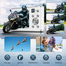 Cámara Digital, 4K Autofocus Cámara Digital con 32G Tarjeta SD Delantera y Trasera Cámaras Duales, HD 48MP con 2.8" Pantalla Grande, 16X Zoom Digital, Recargable Cámara Compacta para Principiantes (Blanco) - Blanco - Ver 6