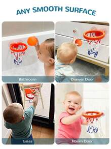 儿童篮球架沐浴玩具套装：配有 3 个软球和强力吸盘，有趣的浴缸射击游戏，是感恩节、圣诞节和生日送给幼儿男孩和女孩的绝佳礼物 - 紅色 - 查看 6