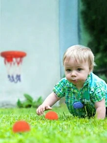 儿童篮球架沐浴玩具套装：配有 3 个软球和强力吸盘，有趣的浴缸射击游戏，是感恩节、圣诞节和生日送给幼儿男孩和女孩的绝佳礼物 - 紅色 - 查看 7