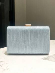 HCBCBY宴會派對雞尾酒裙手拿包，新娘包，帶閃亮藍色閃粉小手袋，適用於派對、舞會、婚禮、正式場合，時尚優雅的女士肩袋 - 淺藍色 - 查看 4