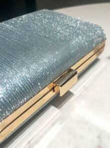 HCBCBY宴會派對雞尾酒裙手拿包，新娘包，帶閃亮藍色閃粉小手袋，適用於派對、舞會、婚禮、正式場合，時尚優雅的女士肩袋 - 淺藍色 - 查看 5