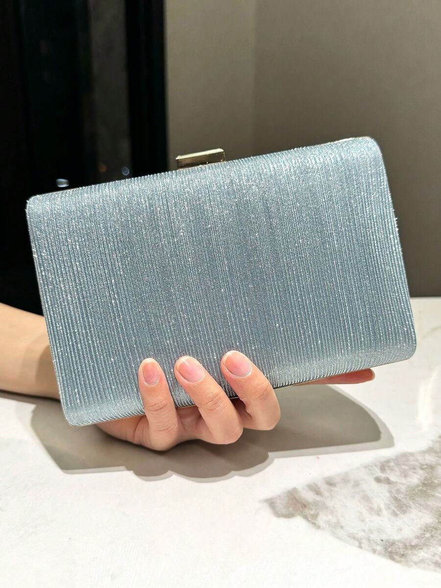 HCBCBY宴會派對雞尾酒裙手拿包，新娘包，帶閃亮藍色閃粉小手袋，適用於派對、舞會、婚禮、正式場合，時尚優雅的女士肩袋 - 淺藍色 - 查看 1