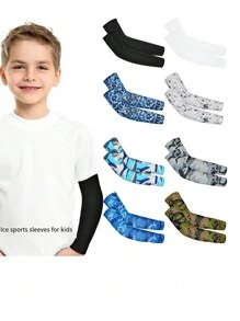 Small Size Children Ice Sleeves, Protective UV Arm Sun Cover Sleeves For Boys Girls, Thin Breathable Sport Arm Sleeves For Summer - Multicolor - View 2