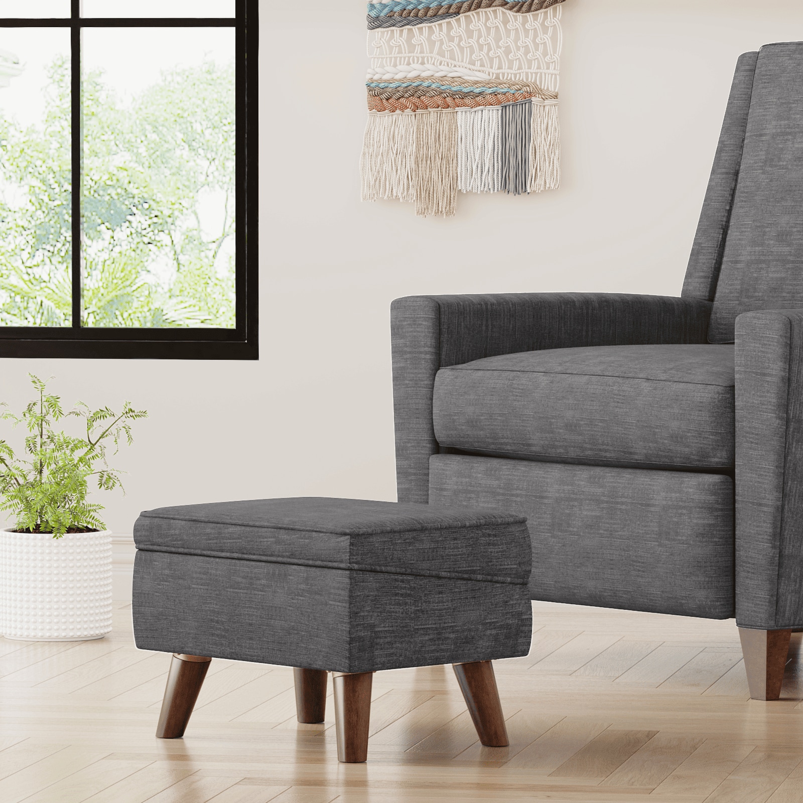 Footstool Ottoman Stool With Storage, Modern Ottoman Chair Rest With Adjustable Cover For Living