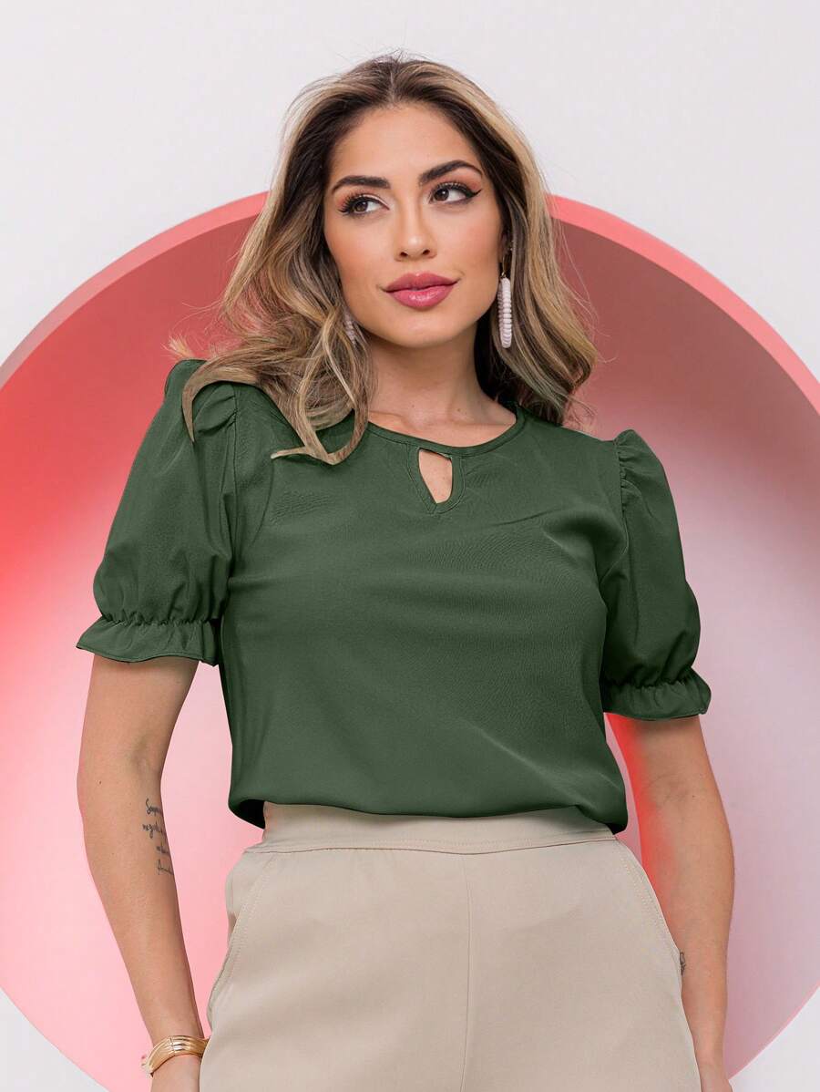 Women Blouses - xanh quân đội - Xem 1