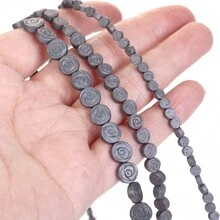 1條天然赤鐵礦石黑色啞面幾何圖案愛心立方圓珠珠寶製作配件耳環項鍊diy配件 15" - 彩色 - 查看 9