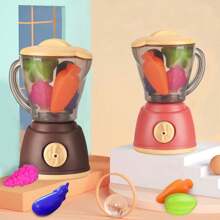 5pcs/Set Rotating Juicer Kitchen Toy For Kids, Pretend Play Blender With Fruits, Birthday Gift Or Party Favor - Pink - View 2