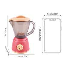 5pcs/Set Rotating Juicer Kitchen Toy For Kids, Pretend Play Blender With Fruits, Birthday Gift Or Party Favor - Pink - View 4
