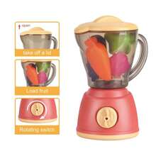 5pcs/Set Rotating Juicer Kitchen Toy For Kids, Pretend Play Blender With Fruits, Birthday Gift Or Party Favor - Pink - View 1