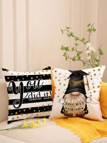 4入組畢業季氣球印花聚酯纖維枕套、坐墊、房間裝飾、臥室裝飾、沙發裝飾18*18英寸,不含枕芯 - 彩色 - 查看 7