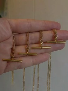 Uworld 1 件 18k 镀金个性化复古 T 型吊坠绳链项链，适合女性日常佩戴