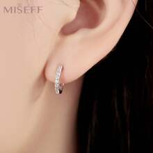 MISEFF Mới 1 Bông Tai Nữ Bạc 925 Tinh Tế Cổ Điển Đơn Giản Thanh Lịch Mỹ Trang Sức Nữ Tặng Quà Tặng Sinh Nhật Quà Tặng Ngày Của Mẹ - Bạc - Xem 3