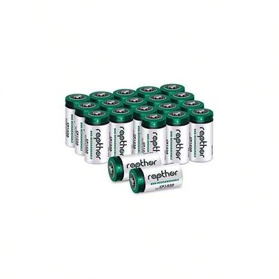 Rapthor CR123A 3 V Lithium-Batterie, 1650 mAh, hohe Lithium-Batterien, 3 V, 123 A, mit integriertem PTC für Taschenlampen, Spielzeug, Alarmsystem, Mikrofone, 20 Stück