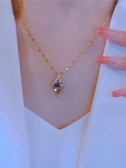 1入紫色之眼女士吊墜項鍊,時尚潮流設計在社交媒體上很受歡迎