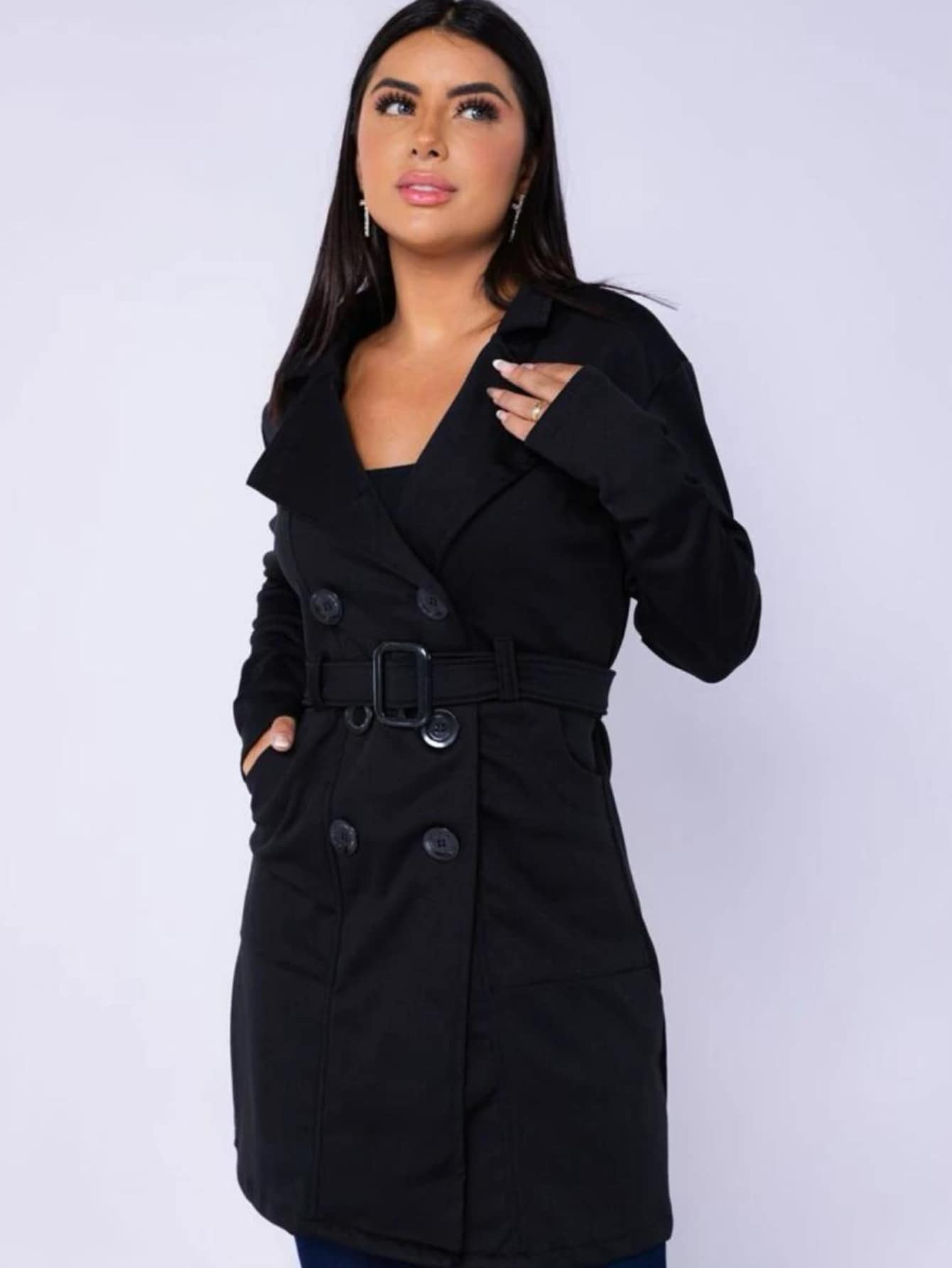 Women Overcoats - 黑色 - 查看 1