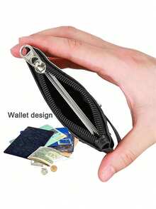 Gầy Ví Tối giản Thẻ tín dụng Giá đỡ Id Kẹp huy hiệu Với dây kéo Và Có thể tháo rời Dây buộc - Nhiều màu - Xem 3