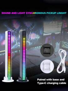 Rgb Sound Control Synchronization Rhythm Light Music Atmosphere Light Car/Home/Office Led Creative Induction Microphone Light With Charging Function, Multiple Dynamic Color Changes, Follows The Sound Of Music - Multi-color - View 7