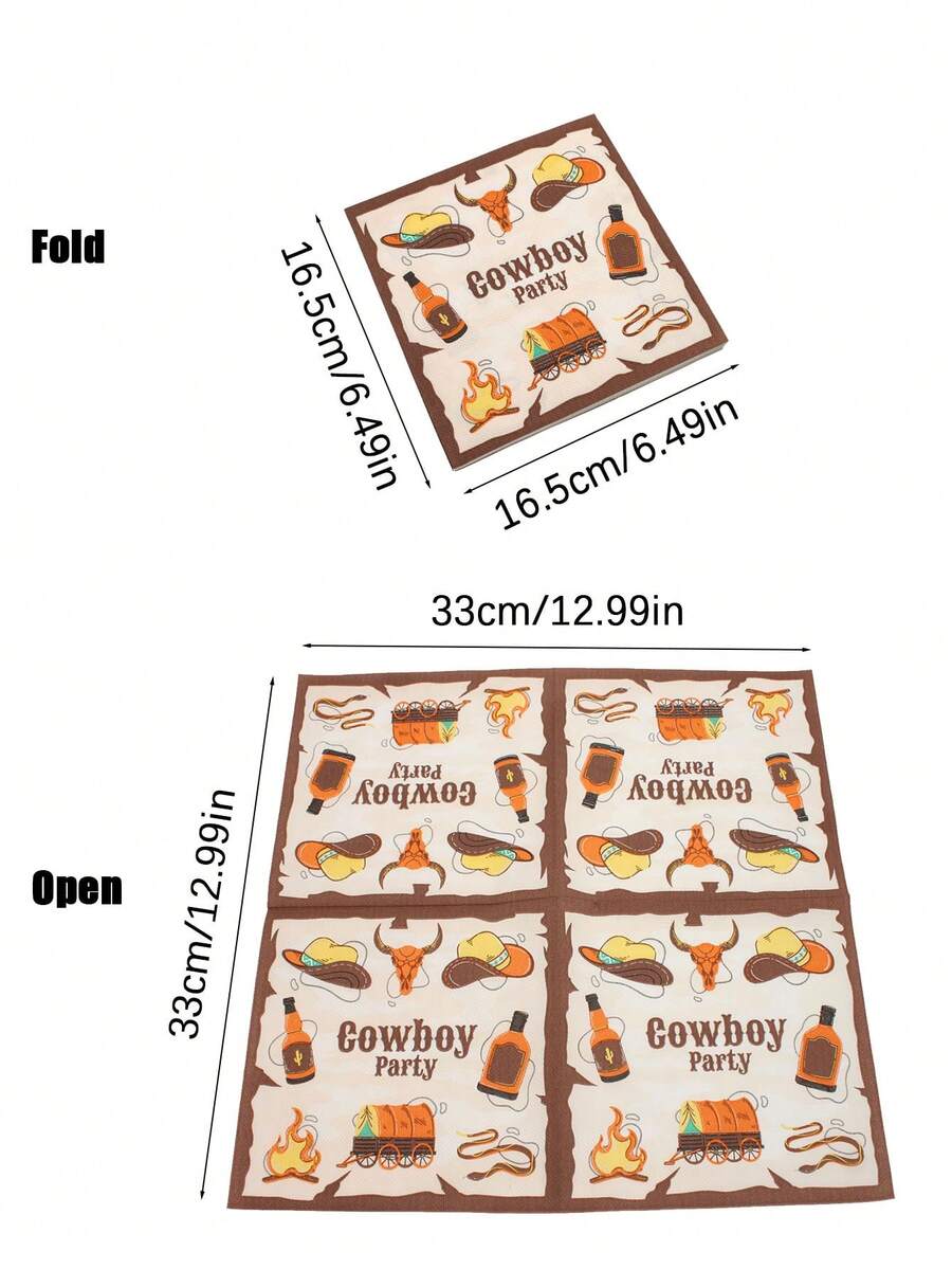 20pcs Calgary Stampede, Western Cowboy Themed Party Napkins, Birthday Themed, Sphenoid Butter