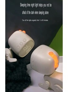 Pink Dinosaur Shaped Fun Alarm Clock With Multiple Functions+ 6 Alarm Tones+ Sound Control Time Reporting+ Indoor Temperature Display+ Sleep Assistant+ Ideal Gift For Girls - Green - View 4